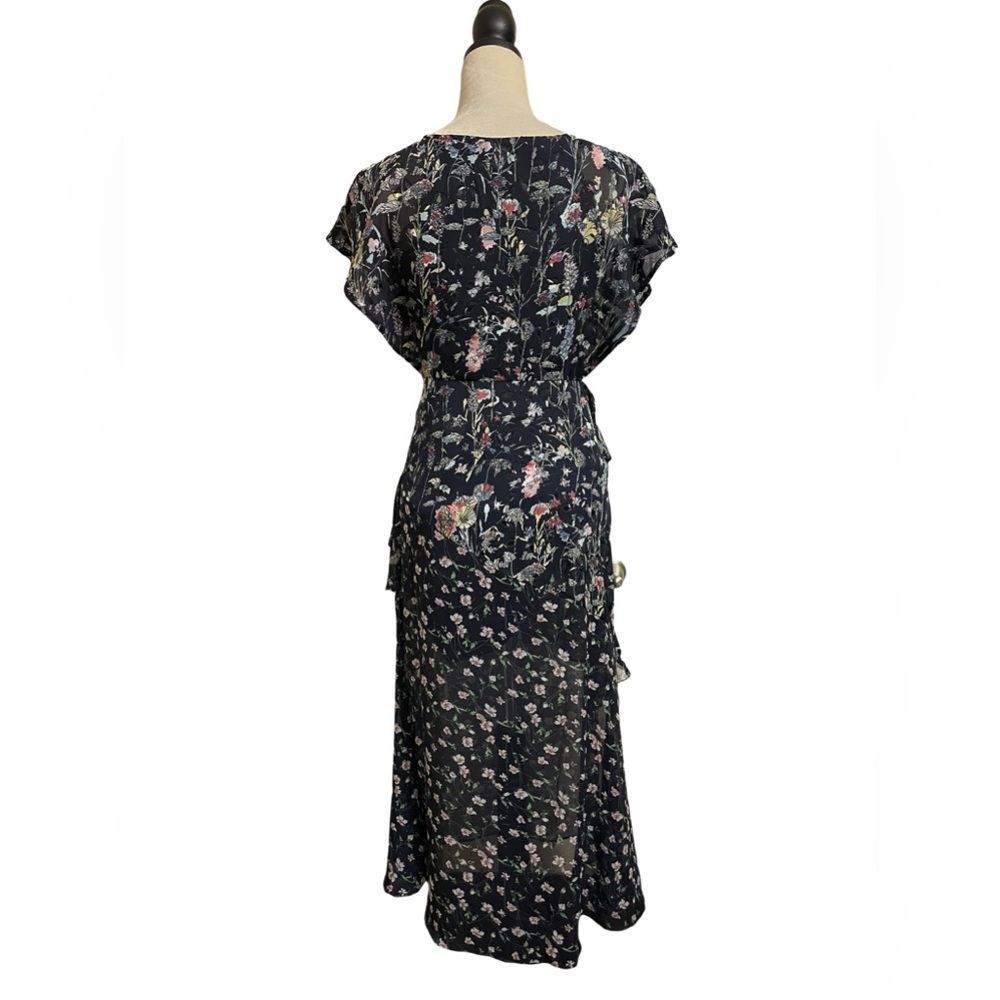 Anthropologie Foxiedox “Carolina” Navy Blue Floral Layered Semi-Sheer Midi (2) - Picture 7 of 16